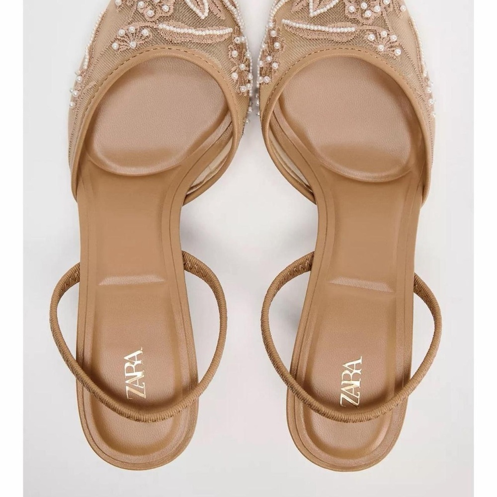 Zara Beige Embellished Heels